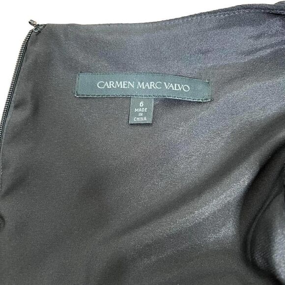 CARMEN Marc Valvo Dress Black‎ Gold Metallic Beaded Hem Size 6 - Picture 8 of 13